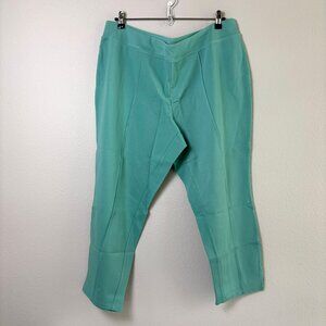 Belle By Kim Gravel Ponte Ankle Pant Petite 22 22WP Wasabi Green Pull On
